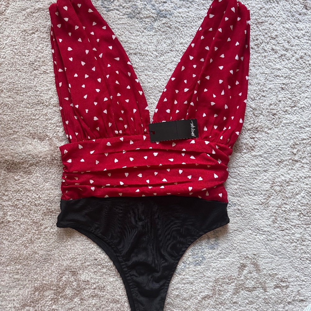 Nastygal bodysuit red black US 8 $116